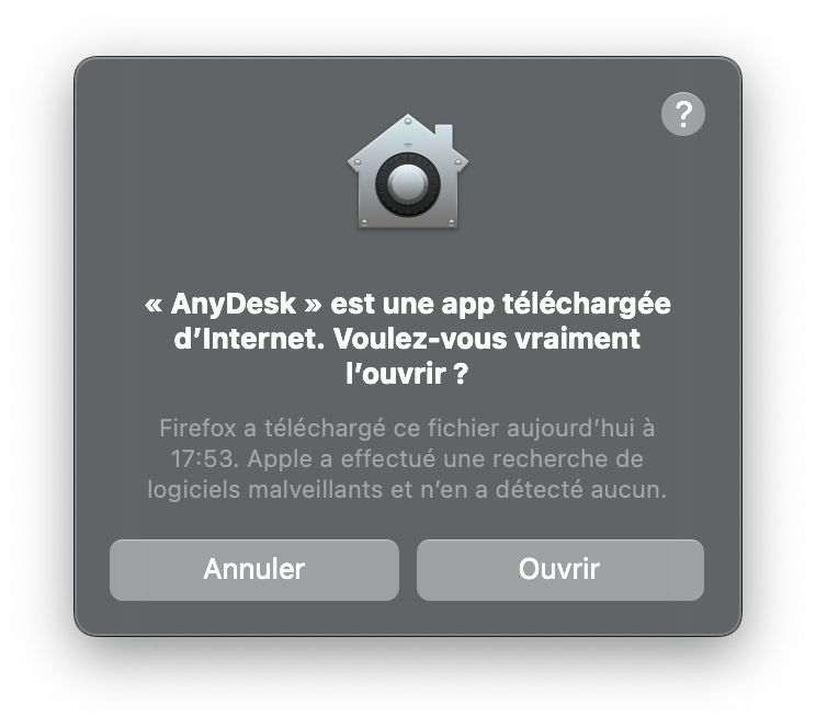 Autoriser l'installation de Anydesk.