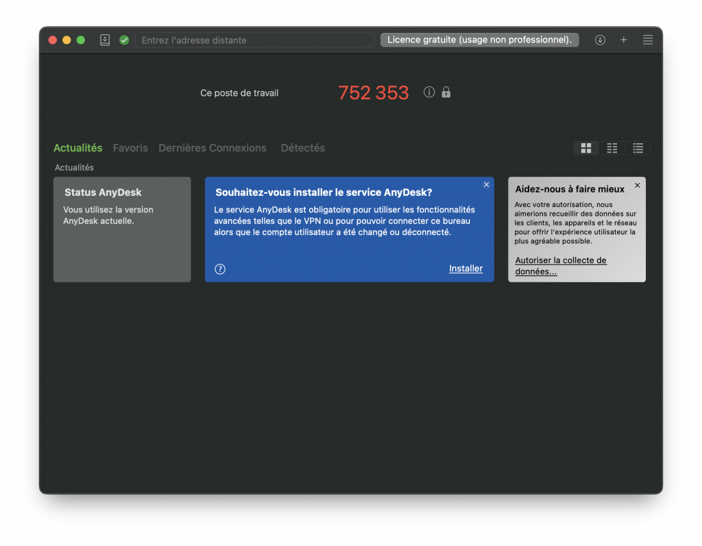 Fenêtre Anydesk